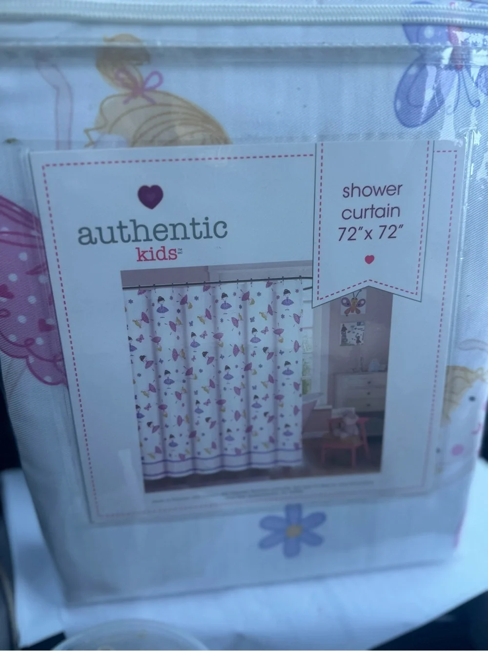 Authentic Kids Pink & Purple Ballerina Shower Curtain